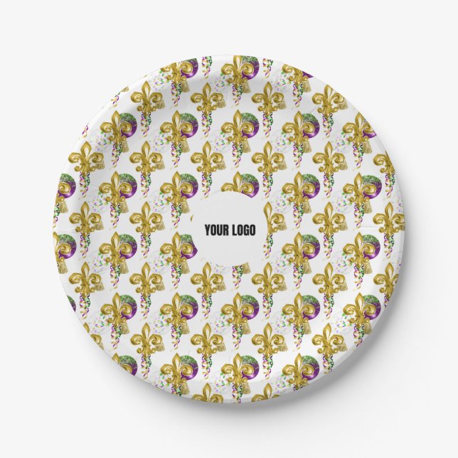 Plato De Papel Festival Mardi Gras Lily Personalizado Plate Oro B (Anverso)