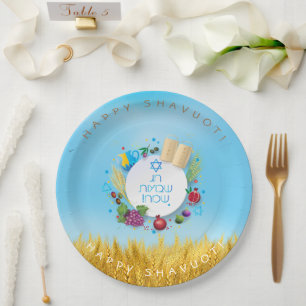 Plato De Papel Festival SHAVUOT Festividad judía de oro de trigo