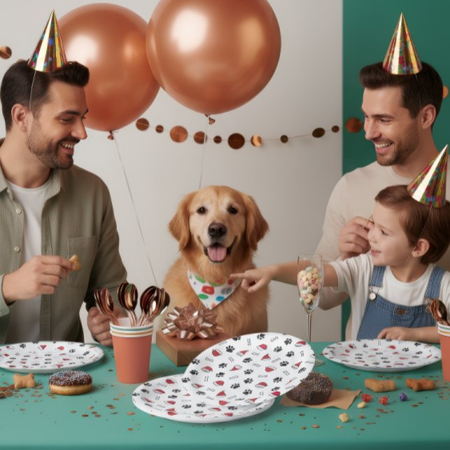 Plato De Papel Festive Dog-Themed Christmas Party Plate (Subido por el creador)