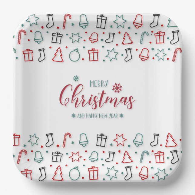 Plato De Papel Festive Elegance Christmas Paper Plates (Anverso)