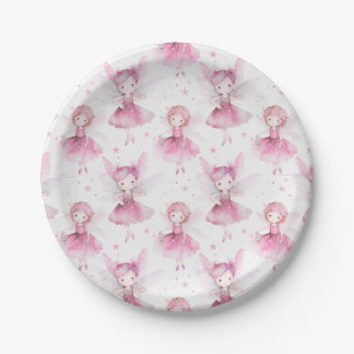 Plato De Papel Festive Fairies in Pink