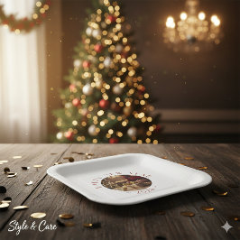 Plato De Papel Festive Happy New Year Custom Photo Text Party