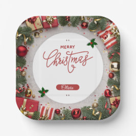 Plato De Papel Festive Holiday Celebration Party Design