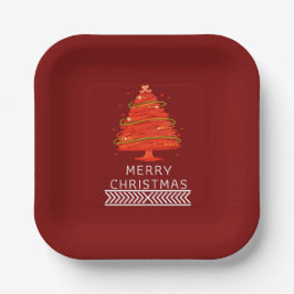 Plato De Papel Festive Merry Christmas Napkin