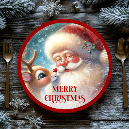 Plato De Papel Festive Rudolph Red Nose Funny Christmas Plates
