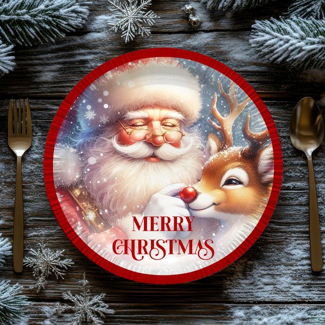 Plato De Papel Festive Santa Claus Funny Christmas Kids Paper  (Festive Santa Claus Funny Christmas Kids Paper Plates

)