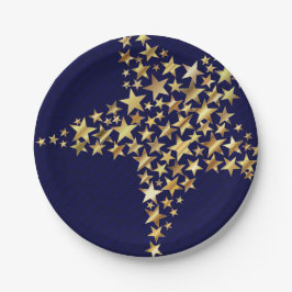 Plato De Papel FESTIVE STARS Holiday Blessings Fiesta AZUL
