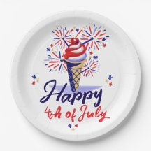 Festividad 4 de julio BBQ Ice Cream Cone Fireworks