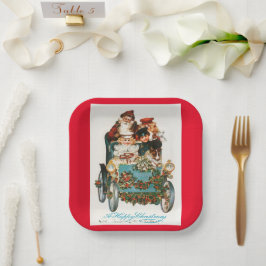 Plato De Papel Festividad artística vintage de navidad