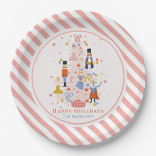 Plato De Papel Festividad de árbol de navidad rosa