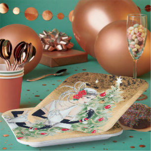 Plato De Papel Festividad de arte deco retro vintage