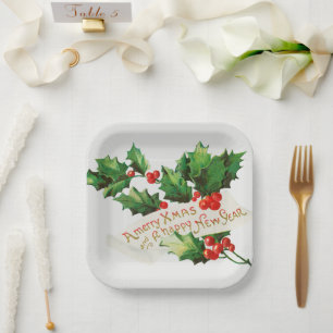 Plato De Papel Festividad de cerezo navideño