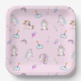 Plato De Papel Festividad de cumpleaños de gradiente de arco iris