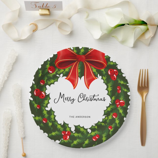 Plato De Papel Festividad De Fresa Y Cinta Roja (Boda)