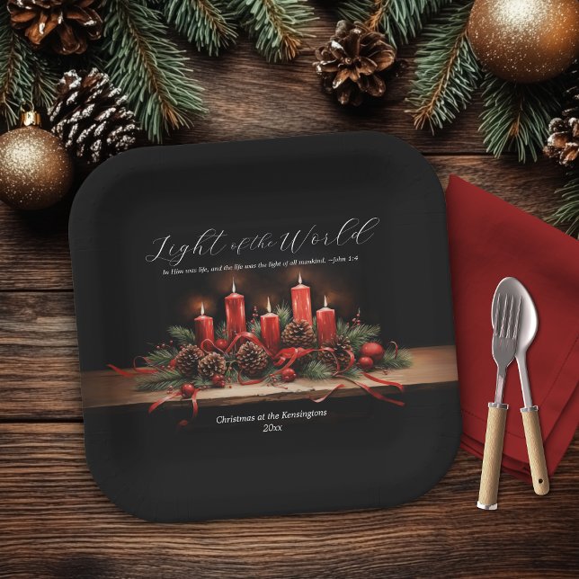 Plato De Papel Festividad de la biblia contra los Navidades (Tradition Bible Verse Christmas Holiday Paper Plates)