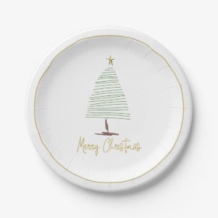 Plato De Papel Festividad de la línea de oro del árbol de Navidad