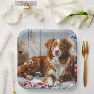 Plato De Papel Festividad de los Navidades de perros Toller en Nu