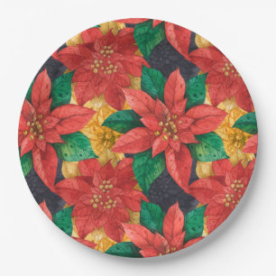 Plato De Papel Festividad de Navidades con elegancia floral de Po