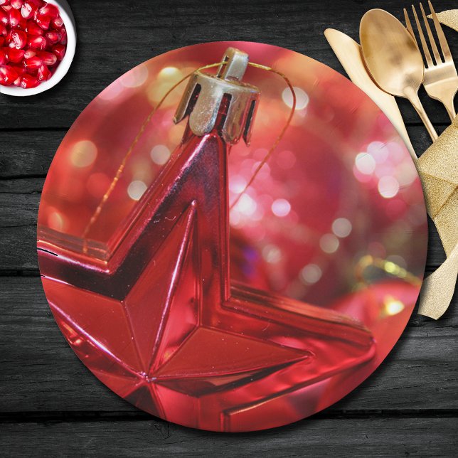 Plato De Papel Festividad de Navidades de Star Ornament (Order in sets of 8 plates - choose small 7" or large 9" (matching napkins in our collection.))