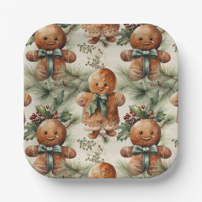 Plato De Papel Festividad de pan de jengibre (Anverso)