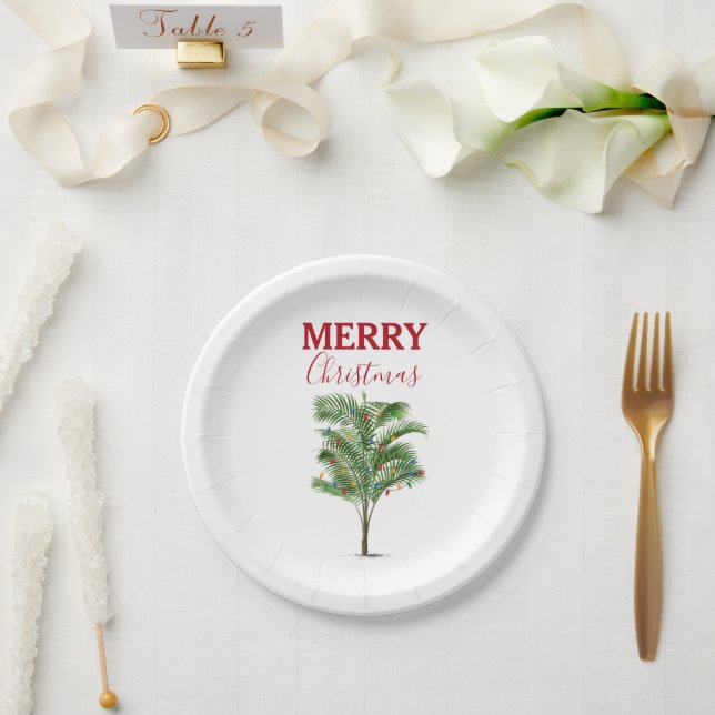 Plato De Papel Festividad del árbol de la palmera tropical (Boda)