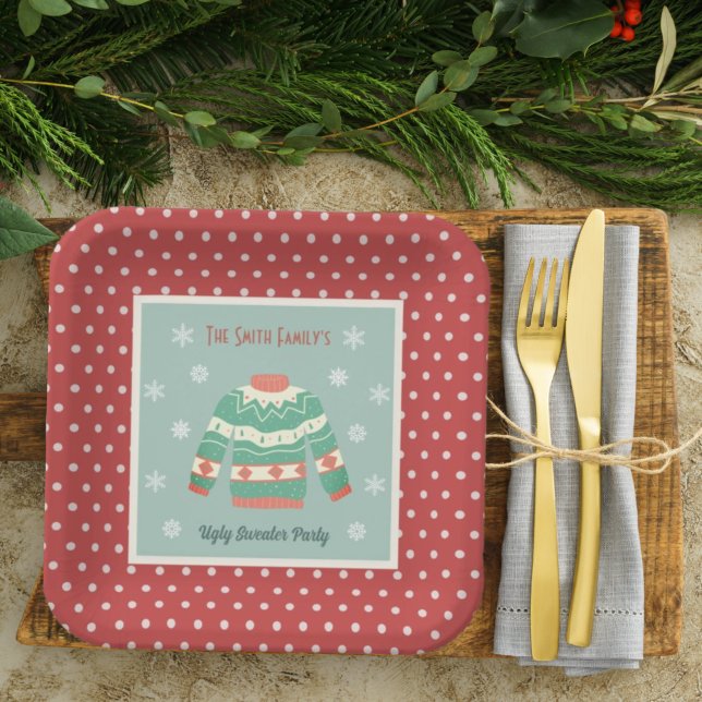 Plato De Papel Festividad del Fiesta suéter de Navidades feos ret (Subido por el creador)