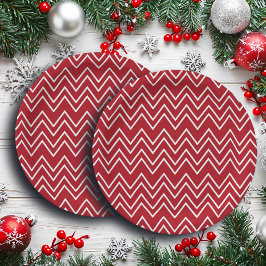 Plato De Papel Festividad del invierno rojo blanco