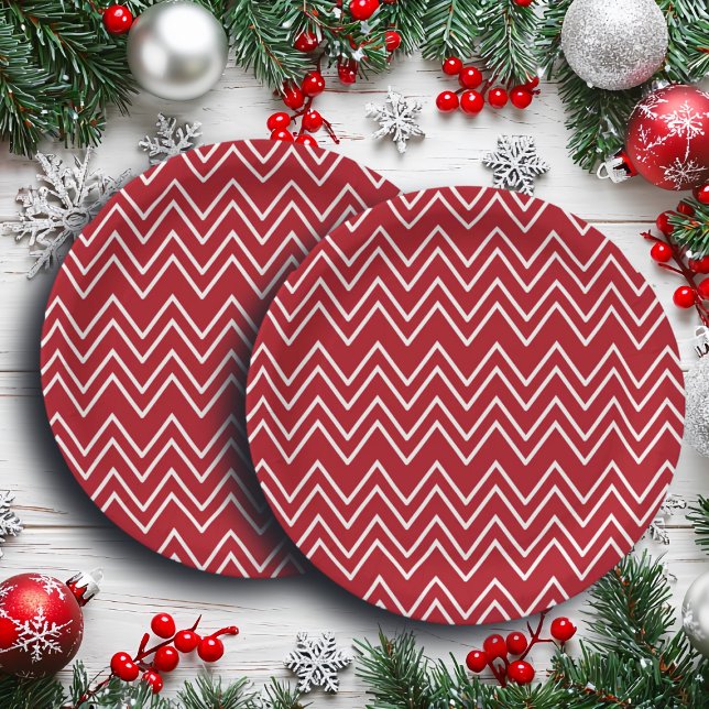 Plato De Papel Festividad del invierno rojo blanco (Subido por el creador)