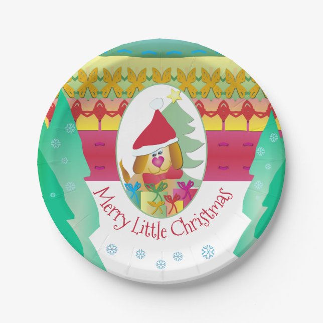 Plato De Papel Festividad del perro del cachorro (Anverso)