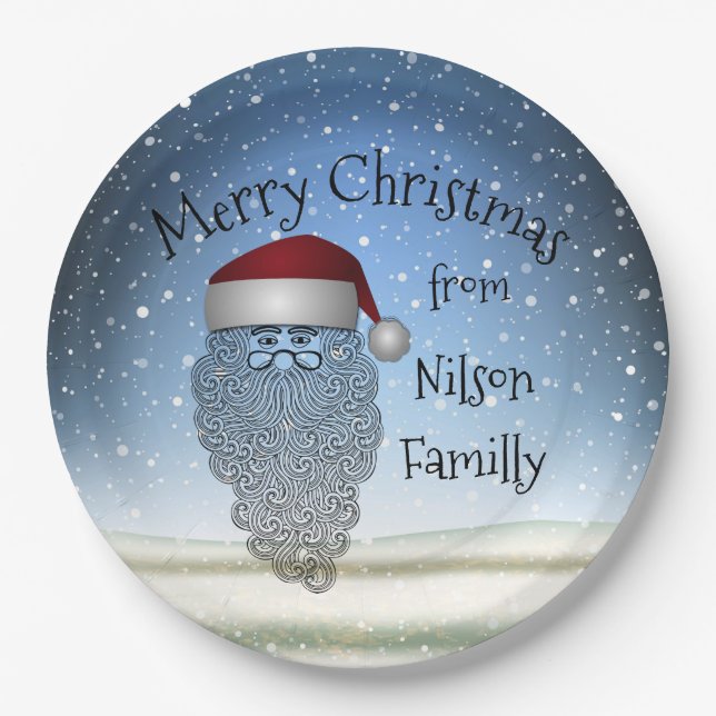 Plato De Papel Festividad Fiesta de Navidad Graciosa Santa Claus (Anverso)