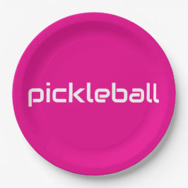 Plato De Papel Festividad Moderna Bright PICKLEBALL Blanco rosa