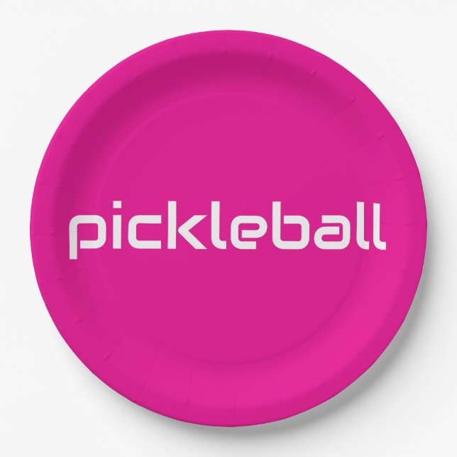 Plato De Papel Festividad Moderna Bright PICKLEBALL Blanco rosa (Anverso)