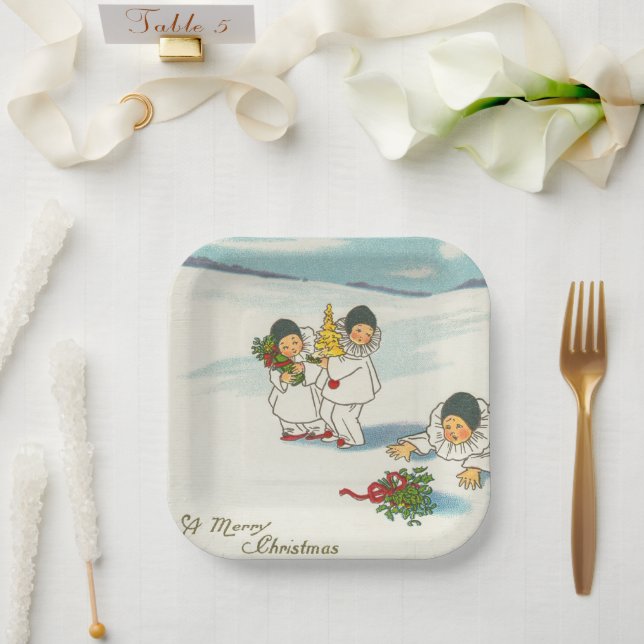 Plato De Papel Festividad navideña divertida (Boda)