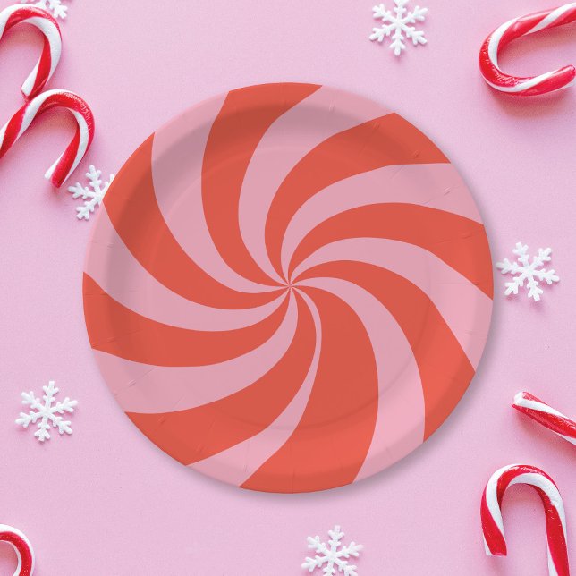 Plato De Papel Festividad roja rosada de los Navidades retro Mod  (Subido por el creador)