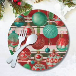 Plato De Papel Festividad tradicional de Placa Verde Rojo