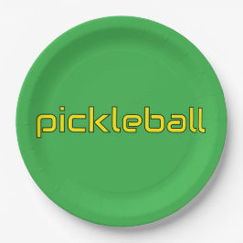 Plato De Papel Festividad Verde Amarillo brillante PICKLEBALL Tex