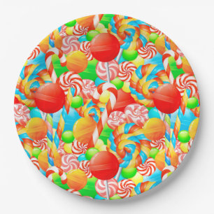 Plato De Papel Festividades de Lollipops Candy Navidades modernos