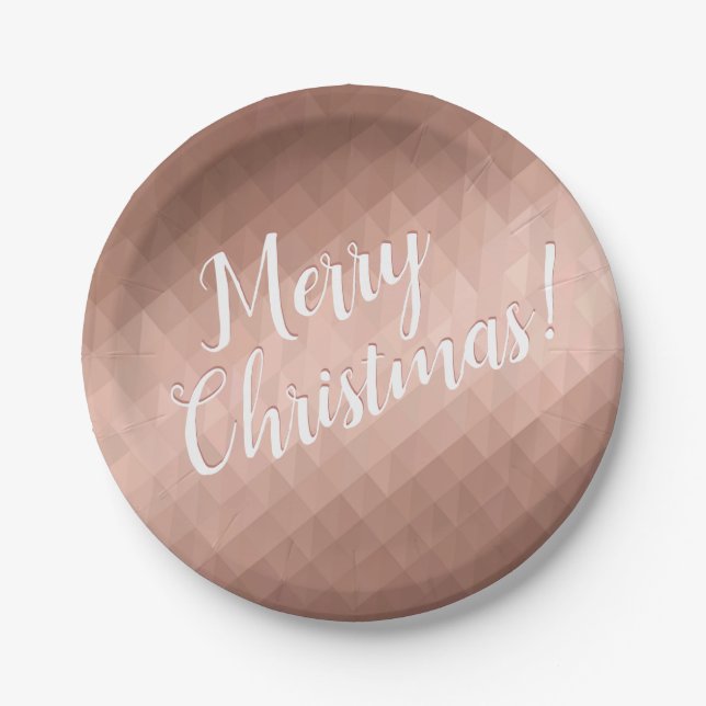 Plato De Papel Festividades navideñas rosa diseño metálico de oro (Anverso)