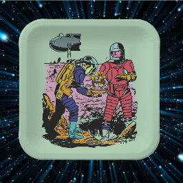 Plato De Papel Ficción Ciencia de la era espacial de la fiesta de