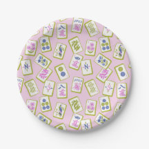 Fichas de Mahjong Elegantes sobre Rosa Pastel