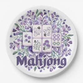 Plato De Papel Fichas de Mahjong Moradas