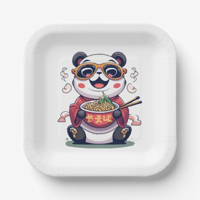 Plato De Papel Fideos de Panda (Anverso)