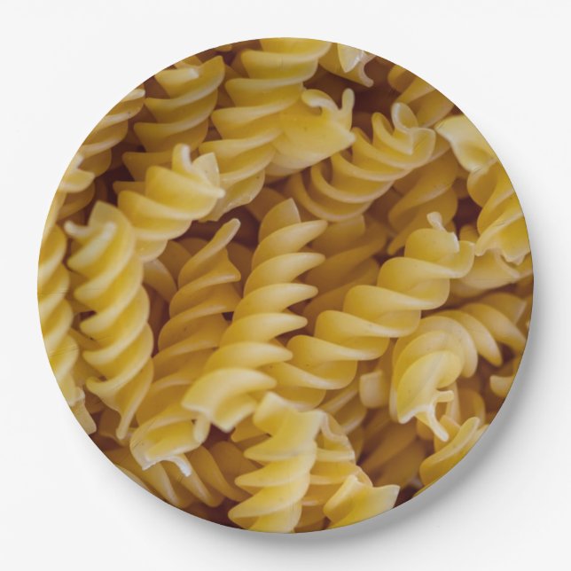 Plato De Papel Fideos de Pasta Fusilli (Anverso)