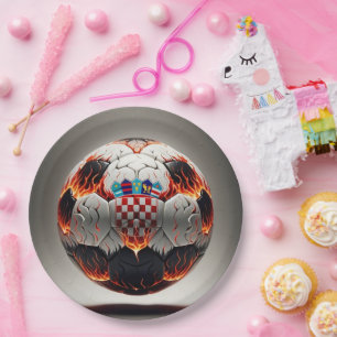 Plato De Papel Fiery Ball de fútbol croata