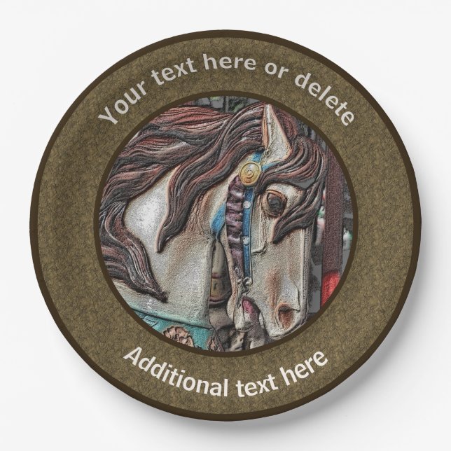 Plato De Papel Fiery Carousel Horse Art Fiesta Personalizado (Anverso)