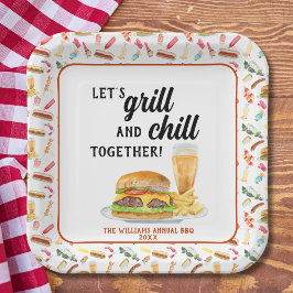 Plato De Papel Fiesta acuático de barbacoa, bebidas y postres