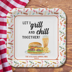 Plato De Papel Fiesta acuático de barbacoa, bebidas y postres