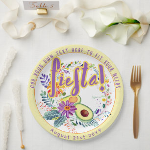 Plato De Papel FIESTA Aguacate Folkart Flores Personalizado