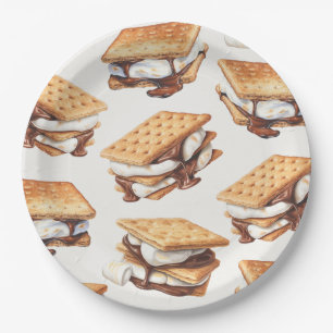 Plato De Papel Fiesta al aire libre con fogata de S’mores de otoñ