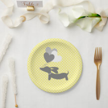 Fiesta amarillo de Dachshund Placas globos